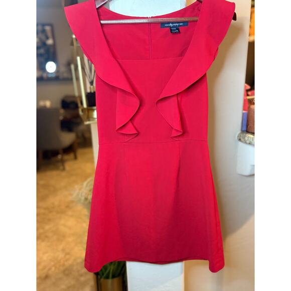 French Connection red ruffle mini dress size 4 - Picture 2 of 5
